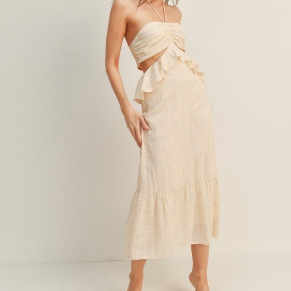Kate Ruffle Cut Out Halter Maxi Dress - Picture 5 of 8
